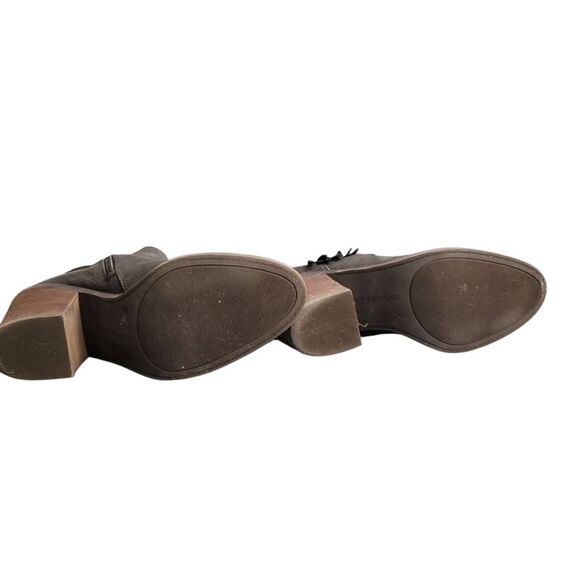 Boots Lucky Brand Black Leather Country Western Bohemian Biker Ankle Booties - Picture 11 of 13